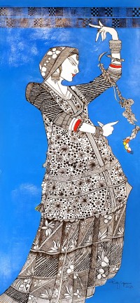 Rafique Somroo, 12 x 25, Mixed Media on Paper, Figurative Painting, AC-RSO-033